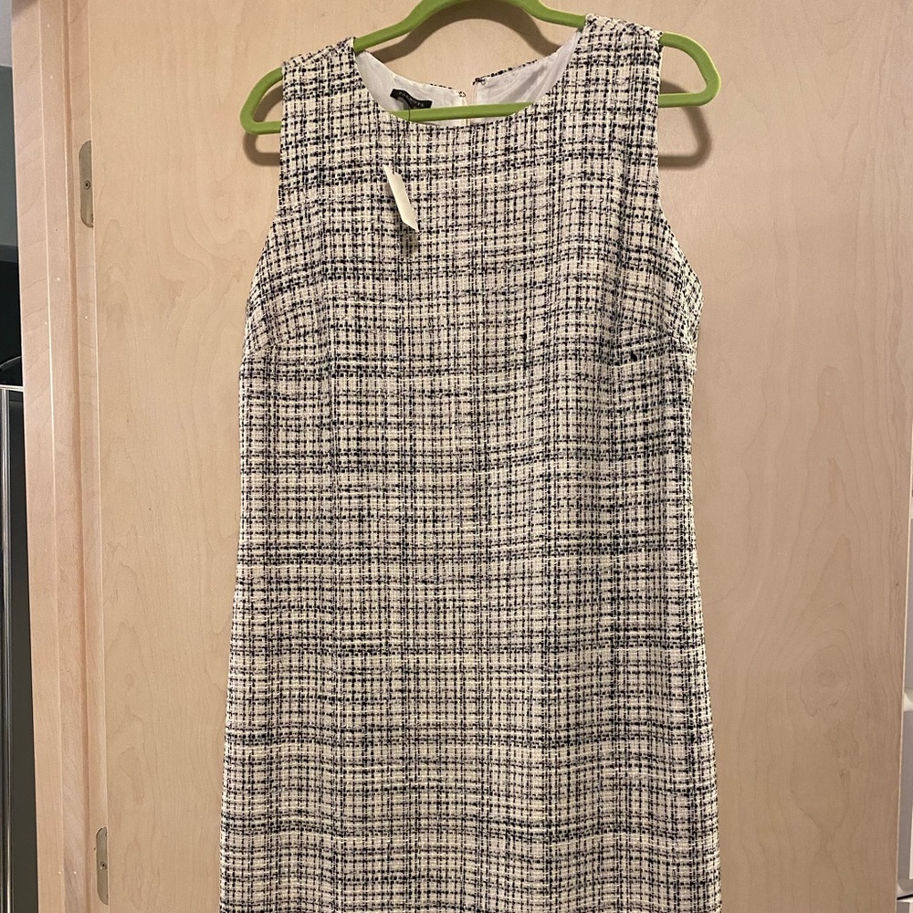 Talbots black and white tweed dress
